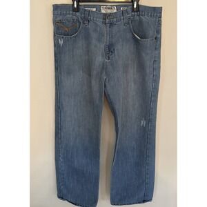 Ecko Unltd Jeans Mens 38x32 Relaxed Fit Blue Denim Cotton Y2K Baggy 90's Hip Hop
